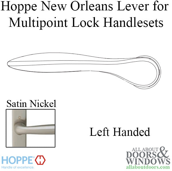 Hoppe New Orleans M1610 Lever Handle – Left Hand, Satin Nickel