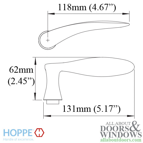 Hoppe Rodos Lever Handle – Left Hand, Matte Black