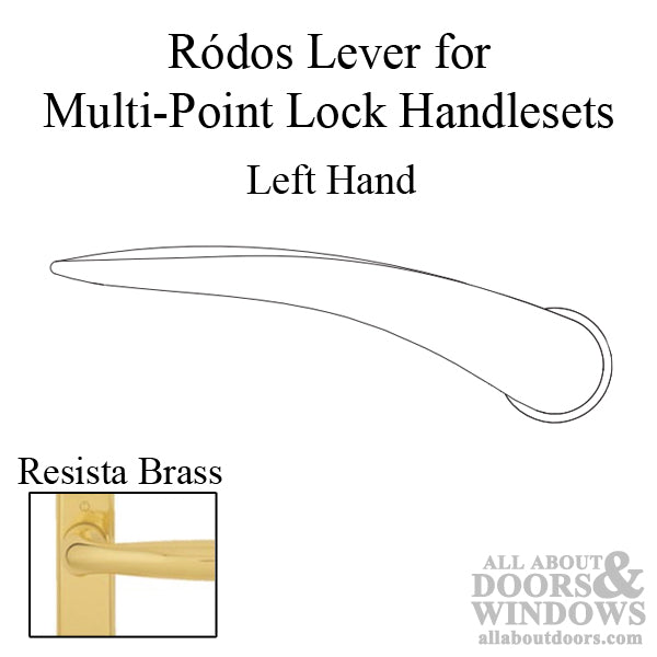Hoppe Rodos M1603 Lever Handle – Left Hand, Resista Brass