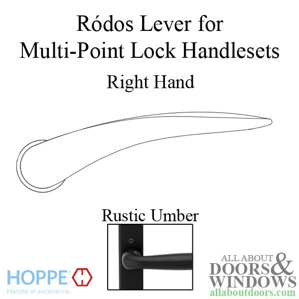 Hoppe Rodos Lever Handle – Right Hand, Rustic Umber