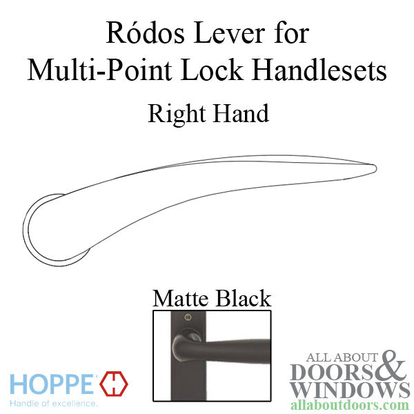 Hoppe Rodos Lever Handle – Right Hand, Matte Black