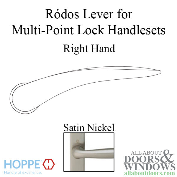 Hoppe Rodos Lever Handle – Right Hand, Satin Nickel