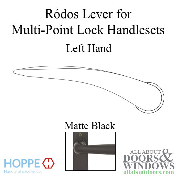 Hoppe Rodos Lever Handle – Left Hand, Matte Black