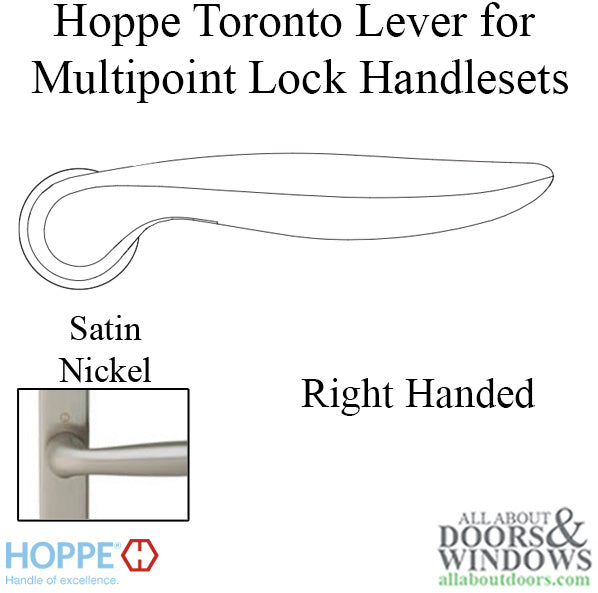 Hoppe Toronto M1020 Lever Handle – Right Hand, Satin Nickel