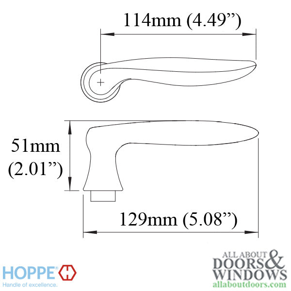 Hoppe Toronto Lever Handle – Right Hand, Brushed Chrome