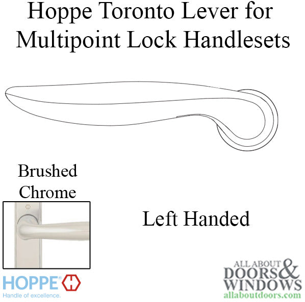 Hoppe Toronto M1020 Lever Handle – Left Hand, Brushed Chrome