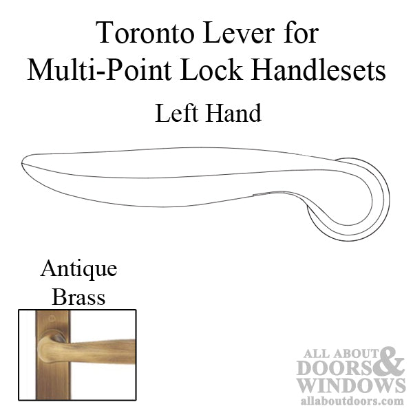 Hoppe Toronto Lever Handle – Left Hand, Antique Brass