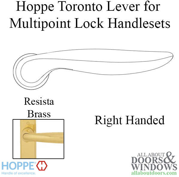 Hoppe Toronto Lever Handle – Right Hand, Resista Brass