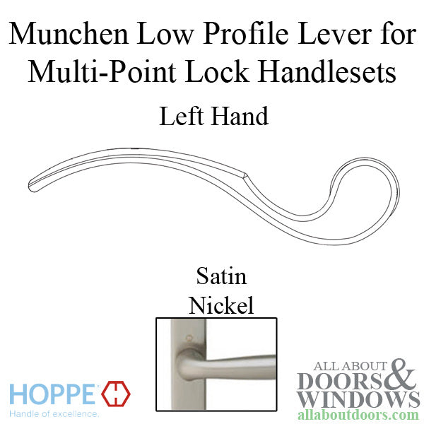 Hoppe Munchen Low-Profile Lever Handle – Left Hand, Satin Nickel