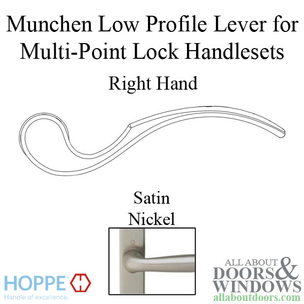 Hoppe Munchen Low-Profile Lever Handle – Right Hand, Satin Nickel