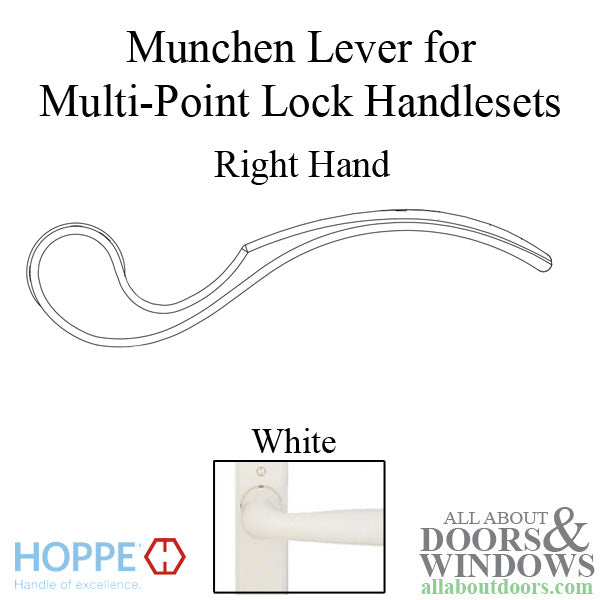 Hoppe Munchen Lever Handle – Right Hand, White