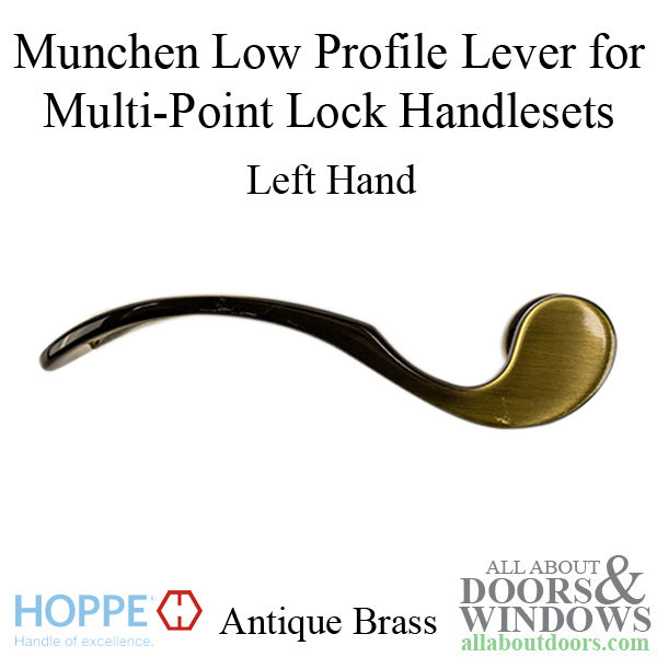 Hoppe Munchen Low-Profile Lever Handle – Left Hand, Antique Brass