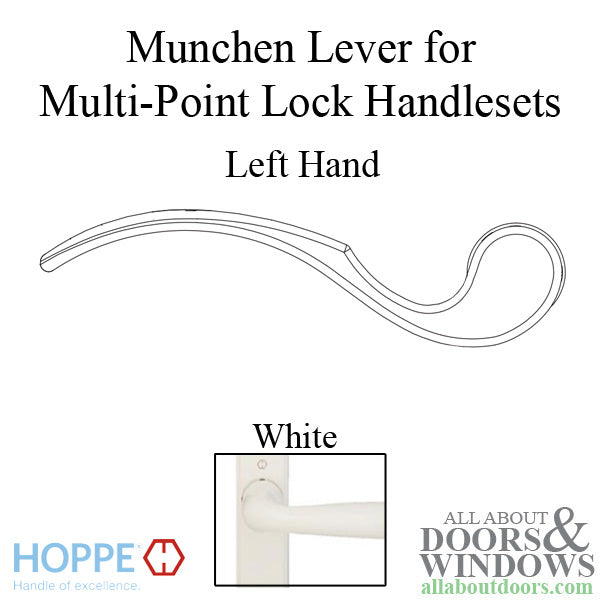 Hoppe Munchen Lever Handle – Left Hand, White