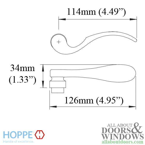 Hoppe Munchen Low-Profile Lever Handle – Left Hand, Antique Brass
