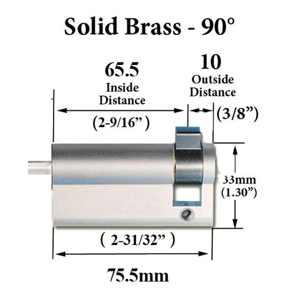 Hoppe Non-Keyed Profile Cylinder – 90-Degree Crescent Knob, 2-3/4" Door
