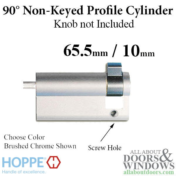 Hoppe Non-Keyed Profile Cylinder – 90-Degree Crescent Knob, 2-3/4" Door