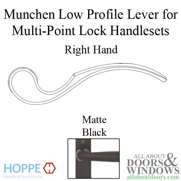Hoppe Munchen Low-Profile Lever Handle – Right Hand, Matte Black