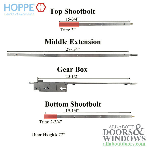 Hoppe Active Shootbolt Gear – 35mm Backset, 25mm Throw