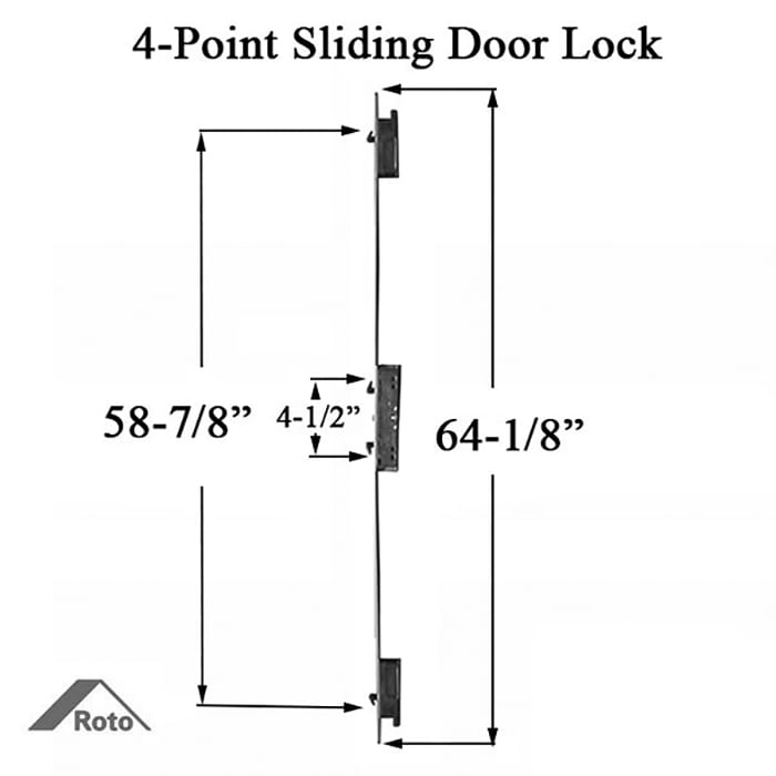Roto Multipoint Sliding Door Lock – 4-Point Hook, 28mm Backset