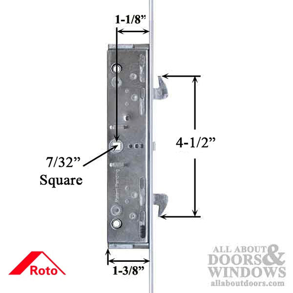 Roto Multipoint Sliding Door Lock – 4-Point Hook, 28mm Backset