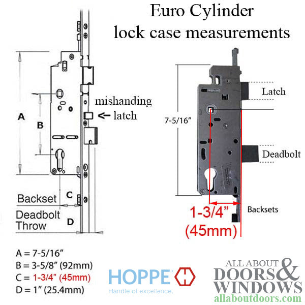Hoppe Lower Assembly with Gear – HLS9000 Shootbolt, 45mm Backset, 92mm PZ, 39-5/8" Handle Height