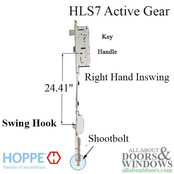 Hoppe HLS7 Multipoint Lock Gear with Shootbolt – 45mm Backset, 92mm PZ, 36" Handle Height