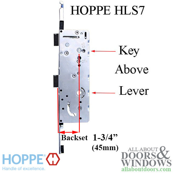 Hoppe HLS7 Multipoint Lower Extension with Tongue and Shootbolt – 45mm Backset, 92mm PZ, 36" Handle Height, Left Hand