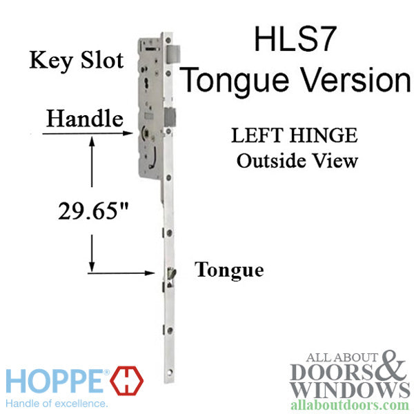 Hoppe HLS7 Tongue Active Gear – 45mm Backset, 92mm PZ, 29.65" Tongue, Left Hand