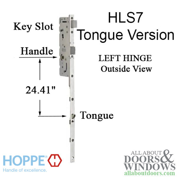 Hoppe HLS7 Active Gear – 45mm Backset, 92mm PZ, 36" Handle Height, 24.41" Tongue, Left Hand