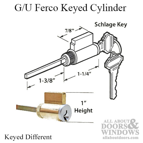 GU American Cylinder for Multipoint Lock – Satin Brass, Schlage SC1 Keyway