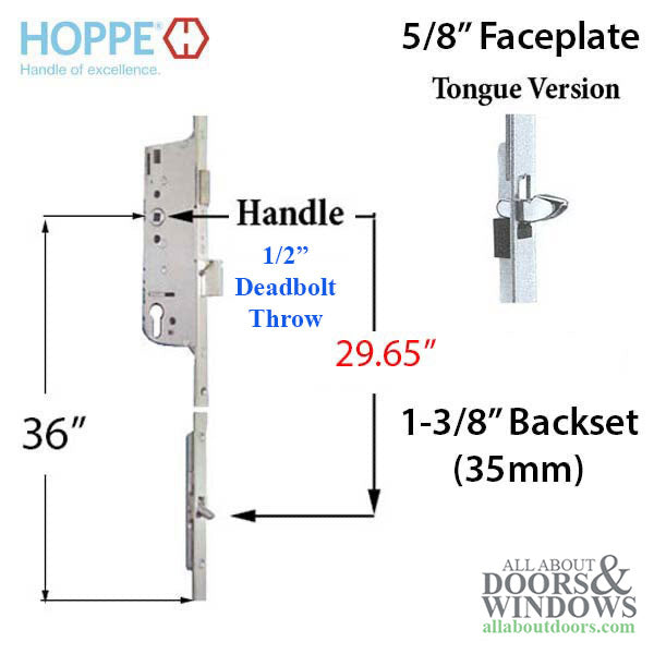 Hoppe Manual Gear Multipoint Lock – 35mm Backset, 92mm PZ, 29.65" Tongue