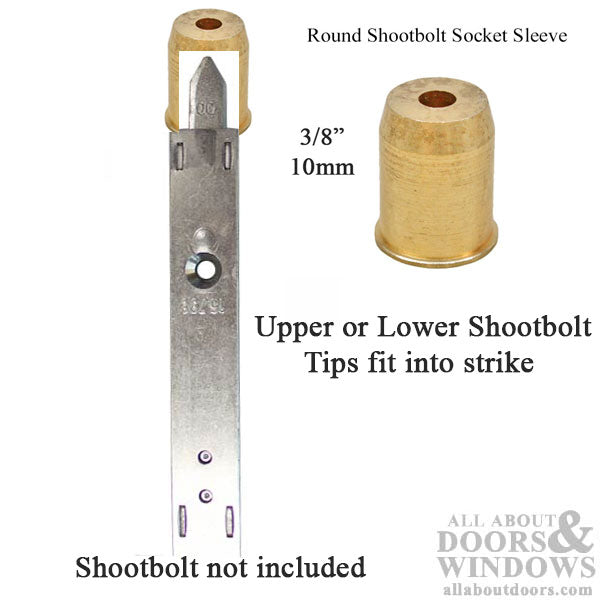 G-U Cremona D1 Round Shootbolt Socket Strike Sleeve – 10mm, Brass
