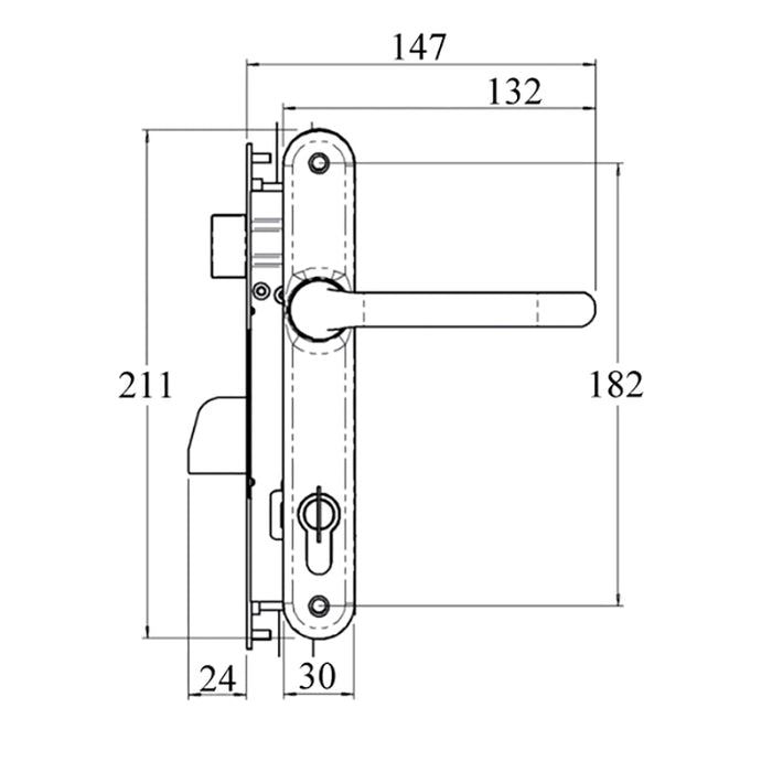 Interlock Lever Compression Swing Deadbolt Lock – 30mm Backset, 85mm PZ