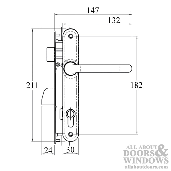 Interlock Lever Compression Swing Deadbolt Lock – 30mm Backset, 85mm PZ