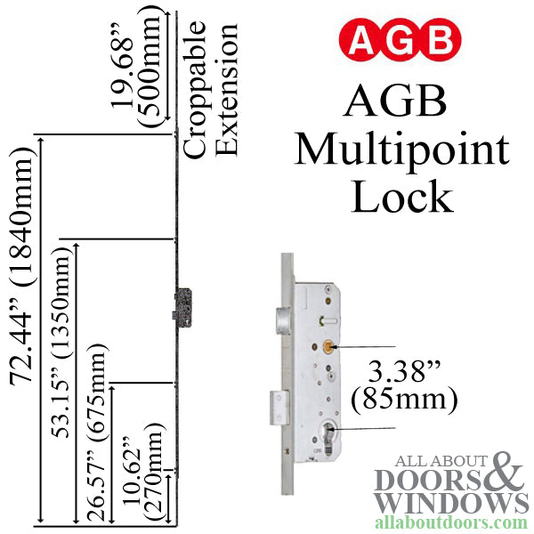 AGB 4-Roller Multipoint Lock – 55mm Backset, 85mm PZ