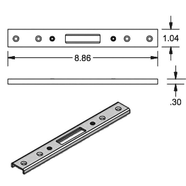 P3000 Raised Strike Plate – Adjustable Width, Stainless Steel