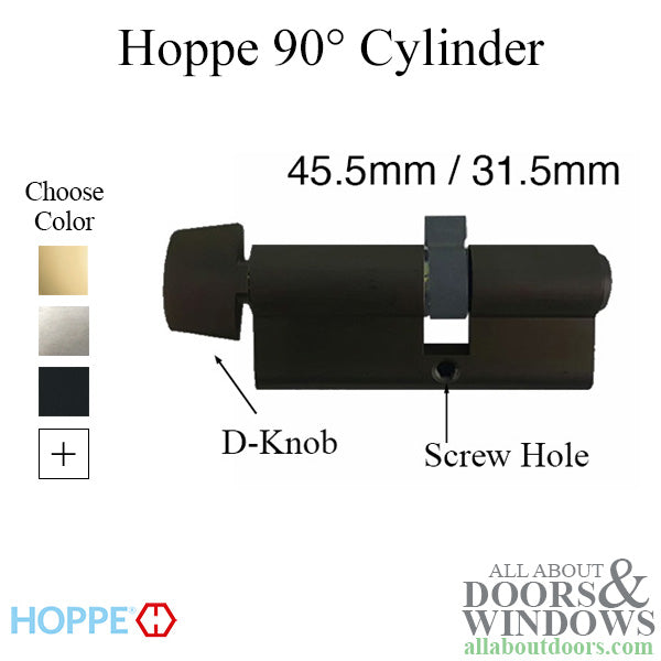 Hoppe Euro Profile Keyed Cylinder with D-Knob – 3" Housing, Schlage SC1 Keyway