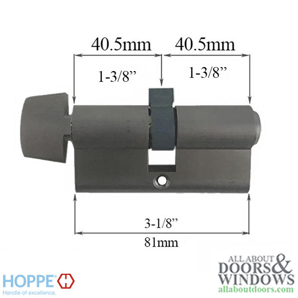 Hoppe Dallas D-Knob Keyed Cylinder – 40.5/40.5, Dark Bronze Metallic