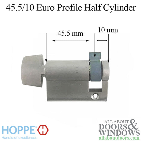 Hoppe Euro Profile Half Cylinder with D-Knob – 45.5/10mm, 90° Turn