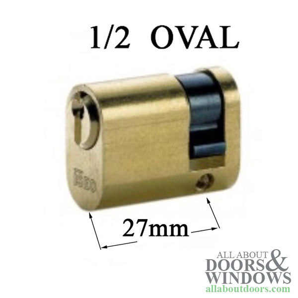 ISEO Oval Half Cylinder – 36mm Overall, Satin Brass