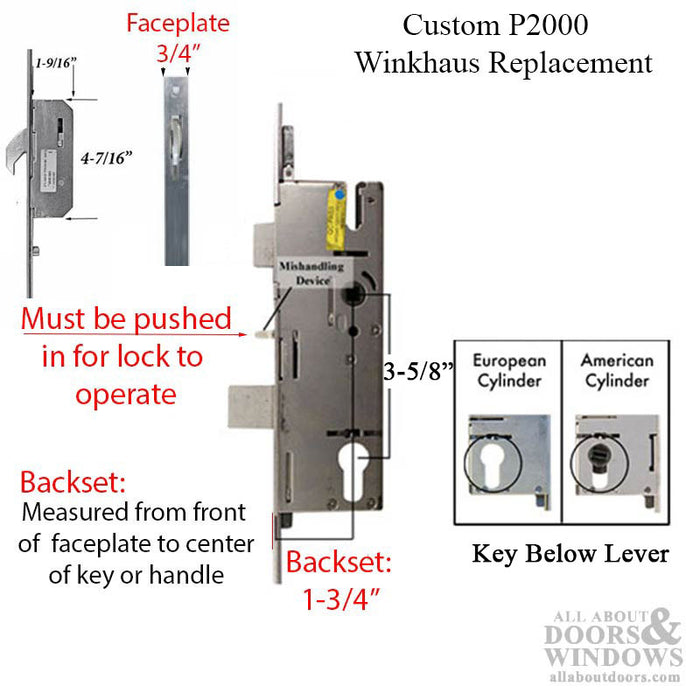Winkhaus Multipoint Lock Replacement – 45mm Backset, 92mm PZ, for 76-1/4" Doors