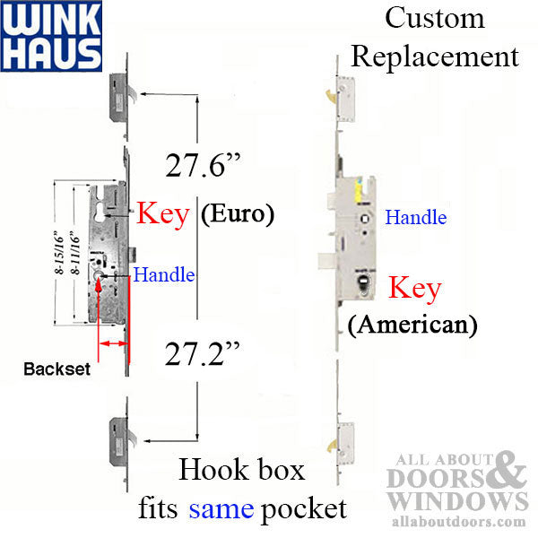 Winkhaus Multipoint Lock Replacement – 45mm Backset, 92mm PZ, for 76-1/4" Doors