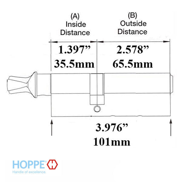 Hoppe Euro Profile Cylinder – 35.5/65.5mm, Satin Nickel