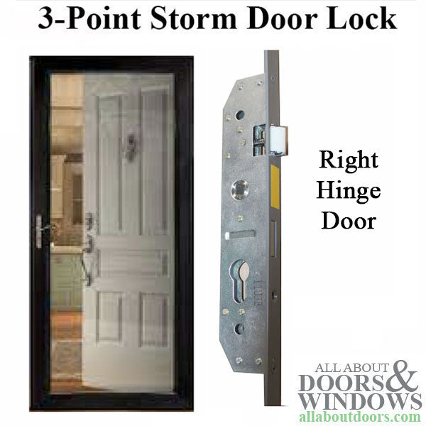 Andersen/Emco Storm Door Multipoint Lock – 27mm Backset, 63mm PZ, Right Hand, Gray