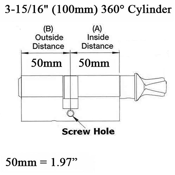 G-U/Ferco Euro Profile Cylinder for 3" Doors – 50/50, Satin Nickel