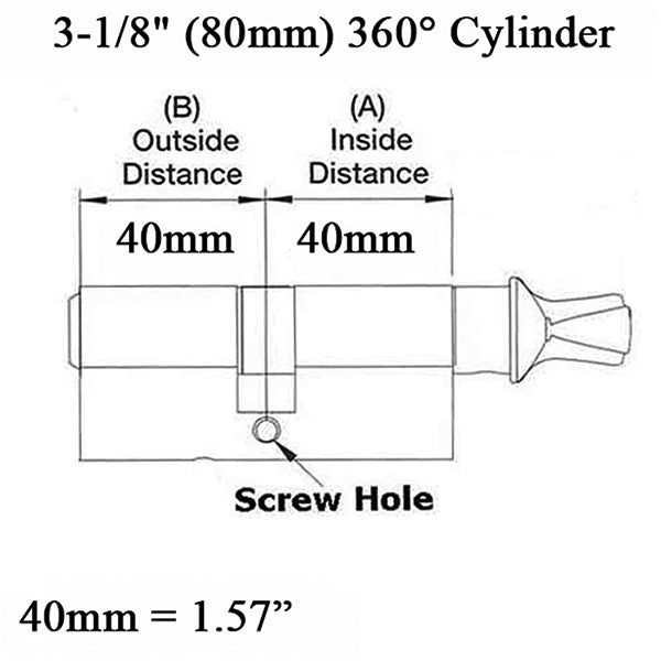 G-U/Ferco 40/40 Euro Profile Cylinder for 2-1/4" Doors – 80mm Length, Satin Nickel