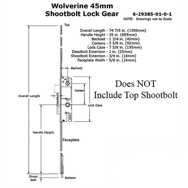 GU Wolverine 2-Point Door Locking Gear with Bottom Shootbolt – 45mm Backset, 92mm PZ