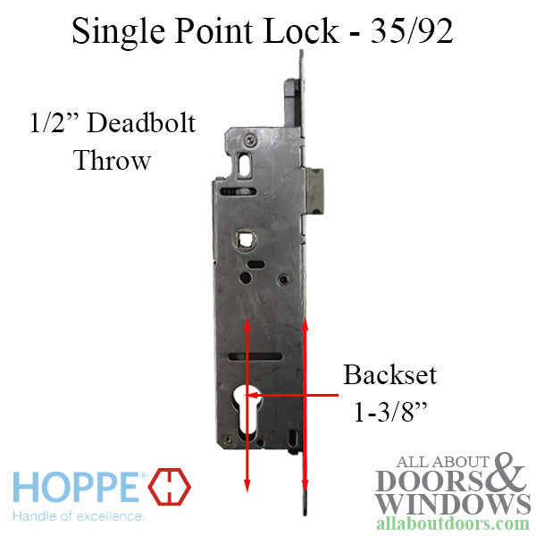 Hoppe Single Point Mortise Lock – 35mm Backset, 92mm PZ
