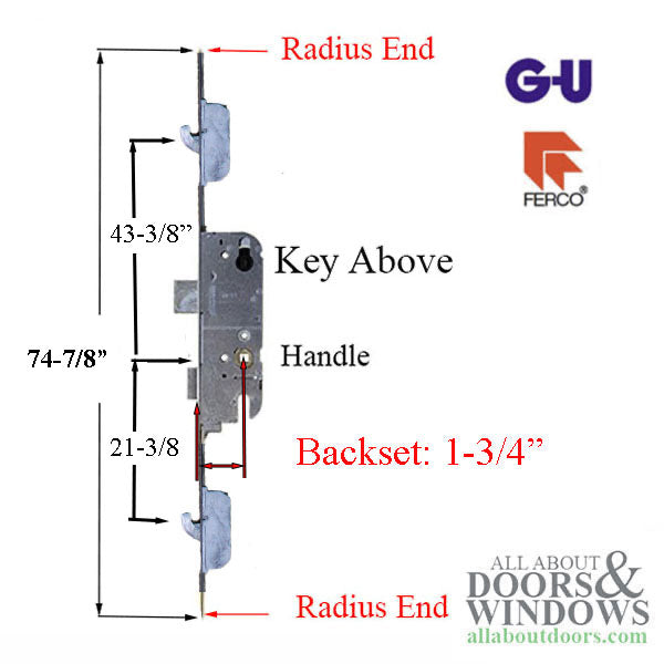 GU Ferco Secury SH2 Multipoint Lock for 8' Doors – 45mm Backset, 92mm PZ, Stainless Steel