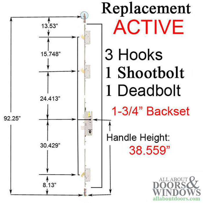 Winkhaus Multipoint Lock for 92-1/2" Doors – 45mm Backset, 92mm PZ, American Cylinder